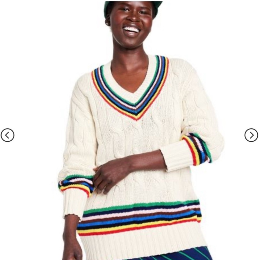 Rowing Blazers x Target Adult Croquet Stripe Cable Knit Sweater - Picture 2 of 10
